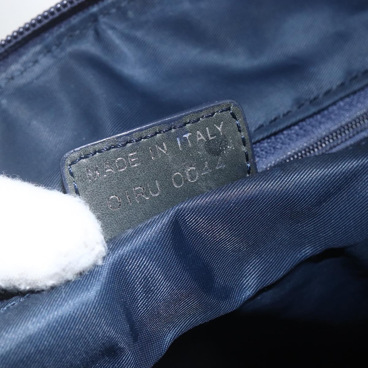 Christian Dior Trotter Canvas Shoulder Bag Navy Silver Auth ka1785