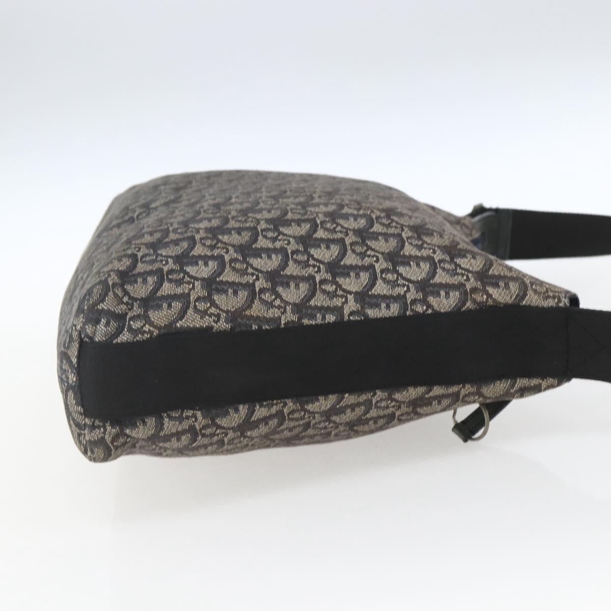 Christian Dior Trotter Canvas Shoulder Bag Navy Silver Auth ka1785