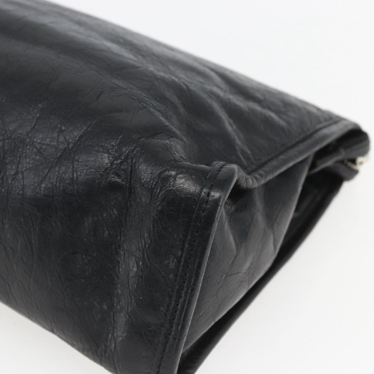 GUCCI Clutch Bag Leather Black Gold 575991 Auth ka1797