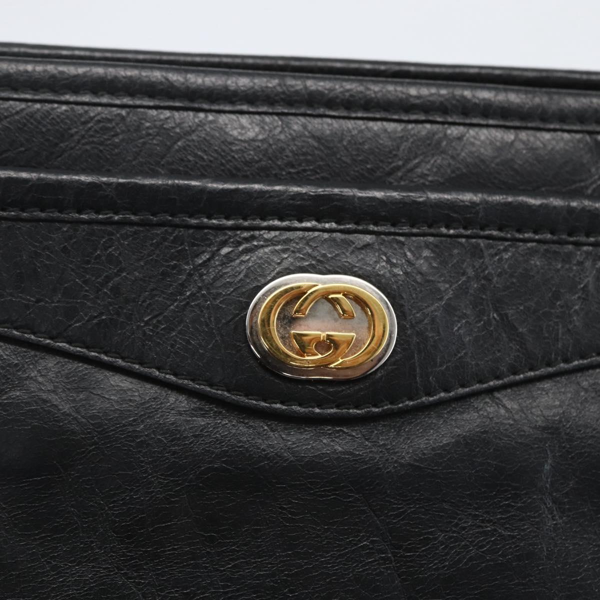 GUCCI Clutch Bag Leather Black Gold 575991 Auth ka1797