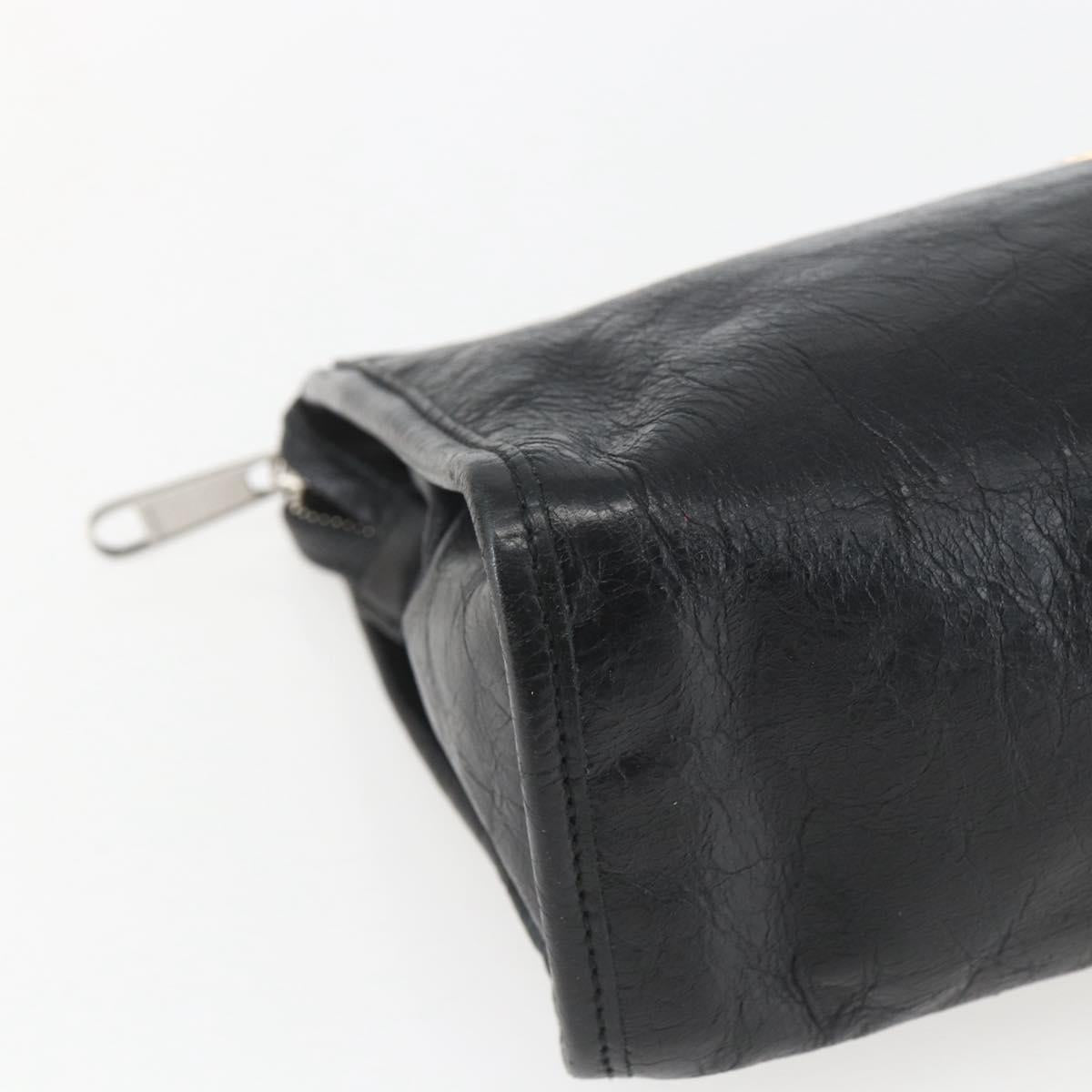 GUCCI Clutch Bag Leather Black Gold 575991 Auth ka1797