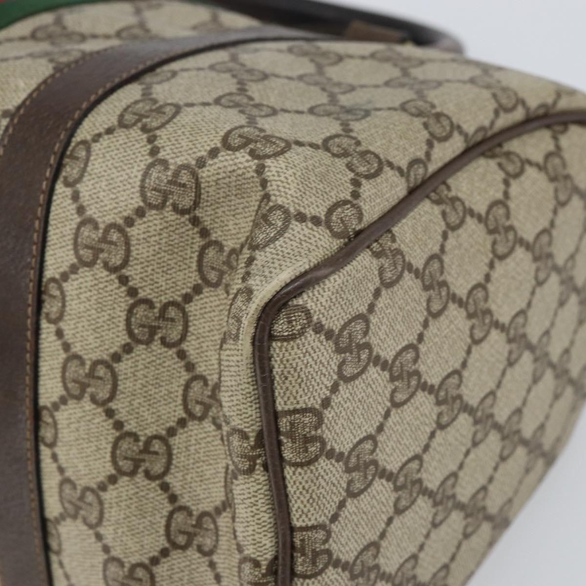 GUCCI GG Supreme Web Sherry Line Hand Bag PVC Beige 010 378 Auth ka1799