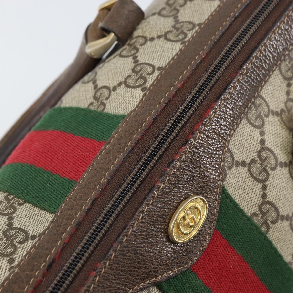 GUCCI GG Supreme Web Sherry Line Hand Bag PVC Beige 010 378 Auth ka1799