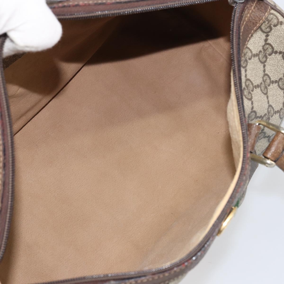 GUCCI GG Supreme Web Sherry Line Hand Bag PVC Beige 010 378 Auth ka1799