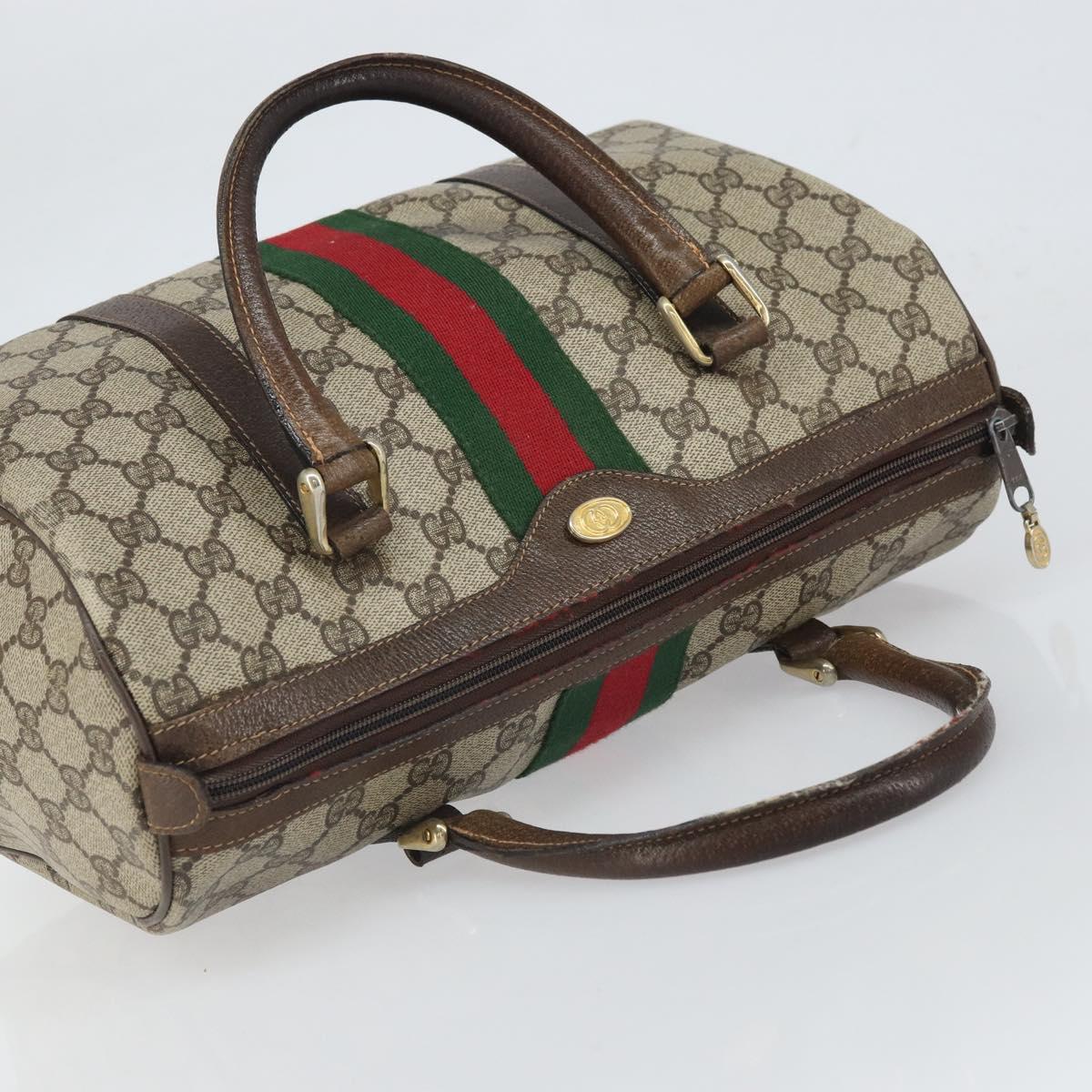 GUCCI GG Supreme Web Sherry Line Hand Bag PVC Beige 010 378 Auth ka1799