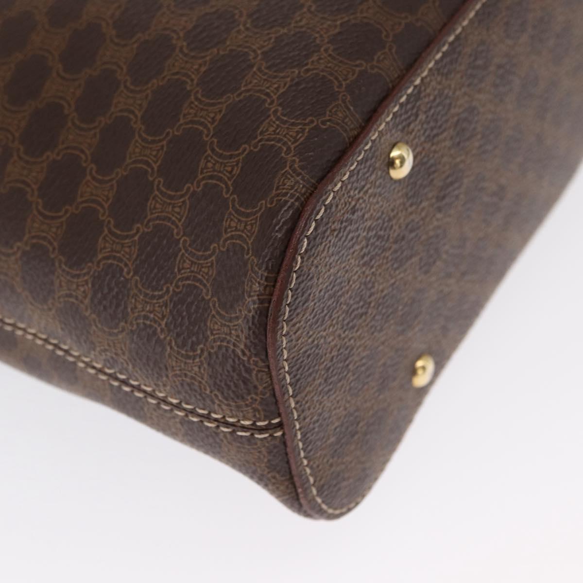 CELINE Macadam Canvas Shoulder Bag PVC Leather Brown Gold Auth ka1802V