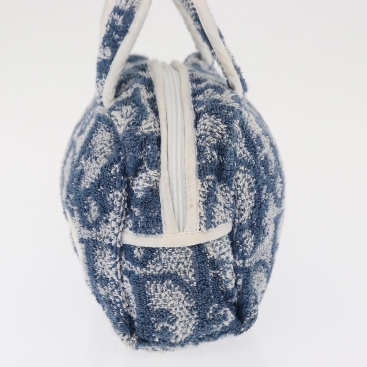 Christian Dior Trotter Canvas Hand Bag Pile Blue Auth ka1808A