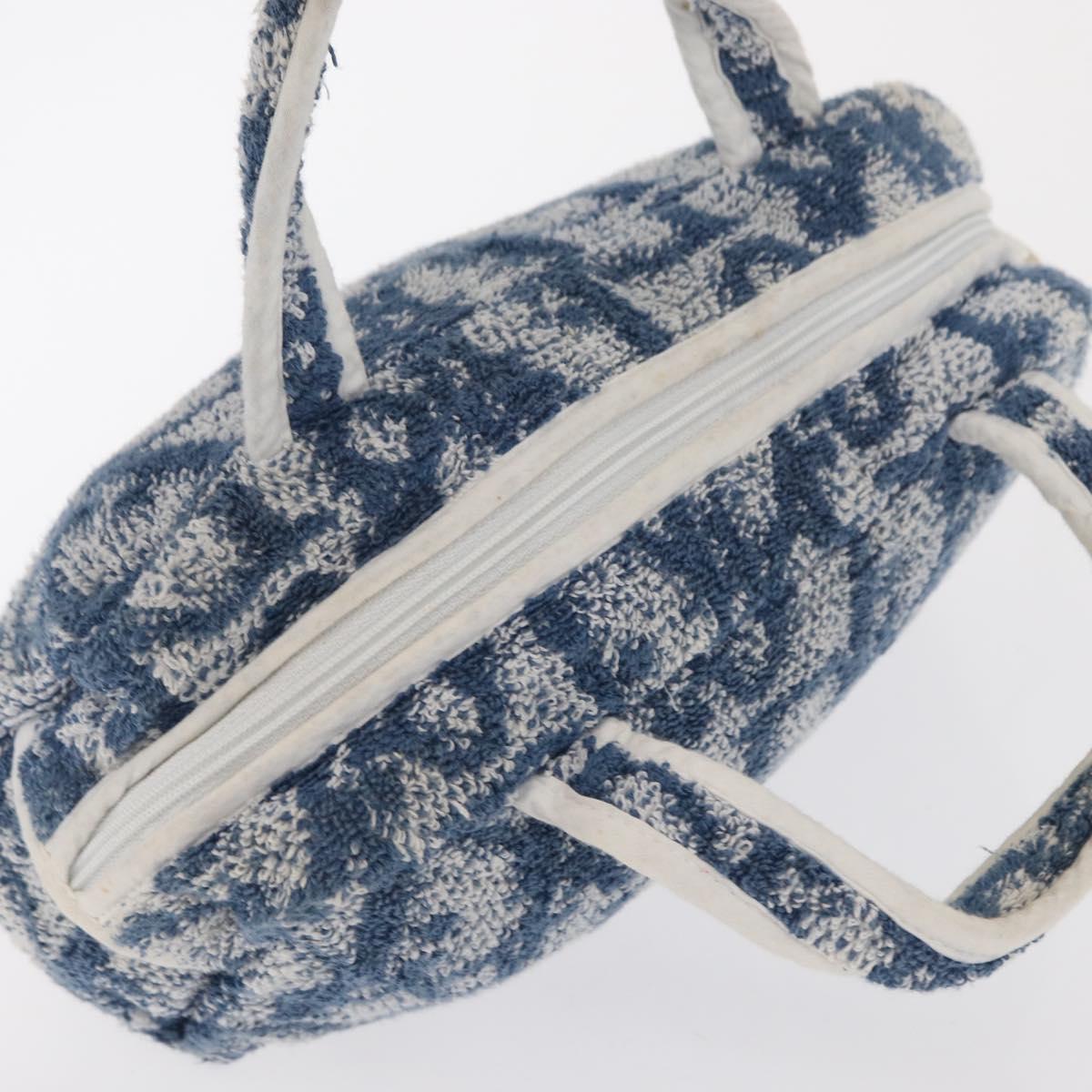 Christian Dior Trotter Canvas Hand Bag Pile Blue Auth ka1808A