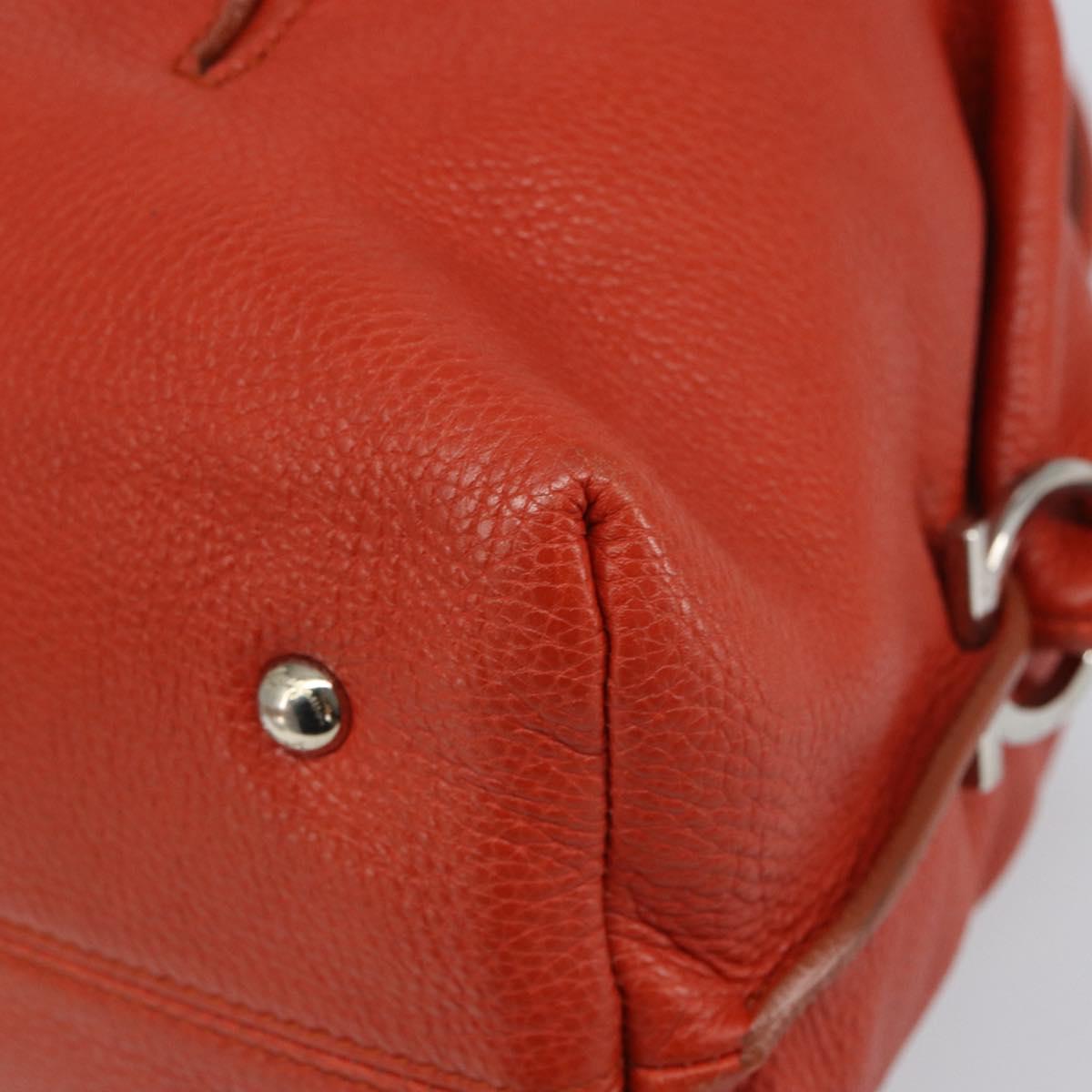 Salvatore Ferragamo Gancini Hand Bag Leather Red Silver Auth ka1809V