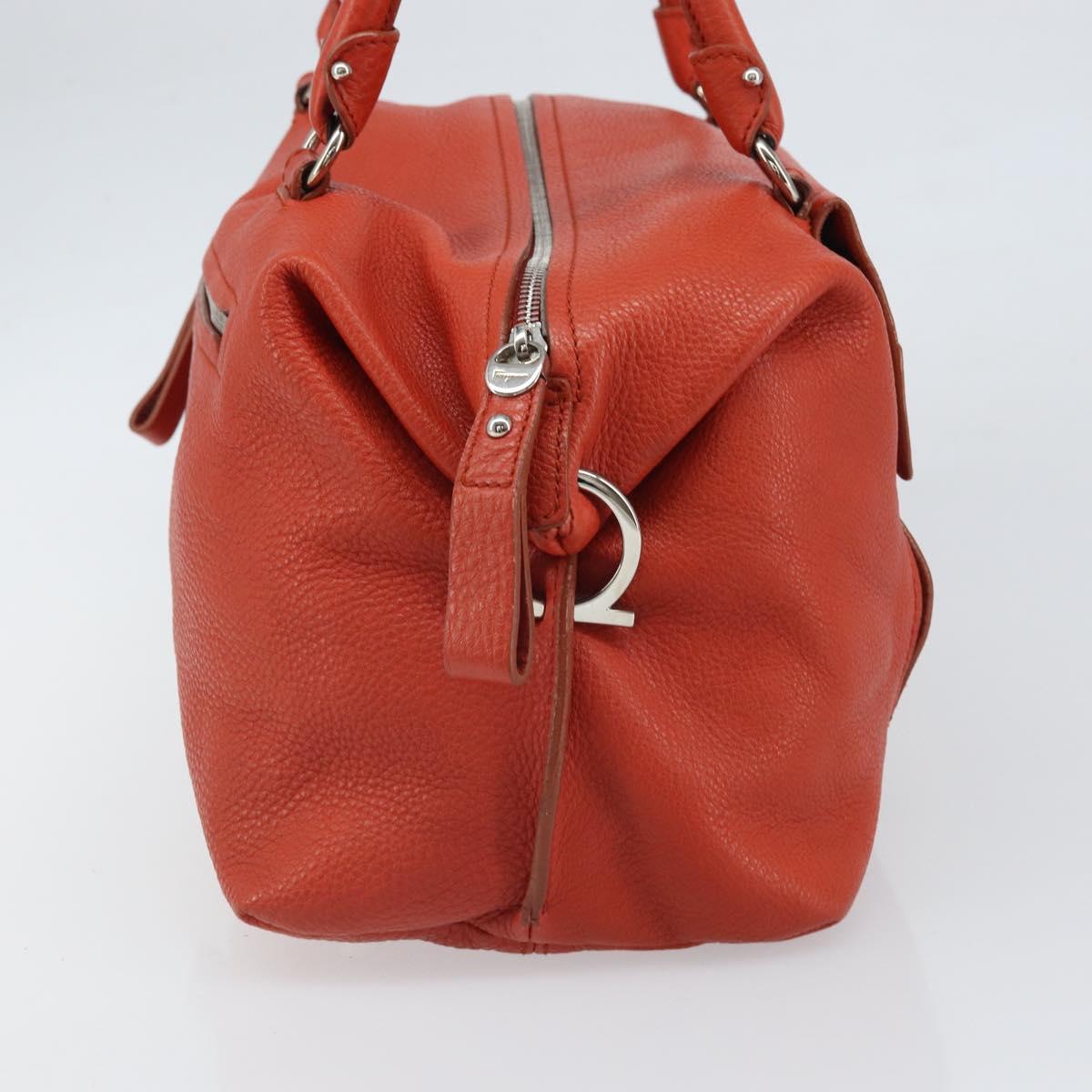 Salvatore Ferragamo Gancini Hand Bag Leather Red Silver Auth ka1809V