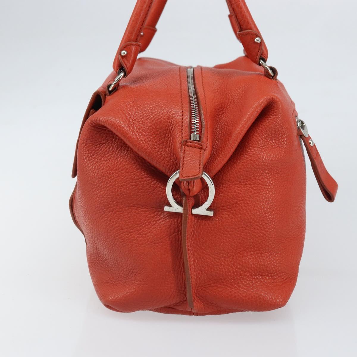 Salvatore Ferragamo Gancini Hand Bag Leather Red Silver Auth ka1809V