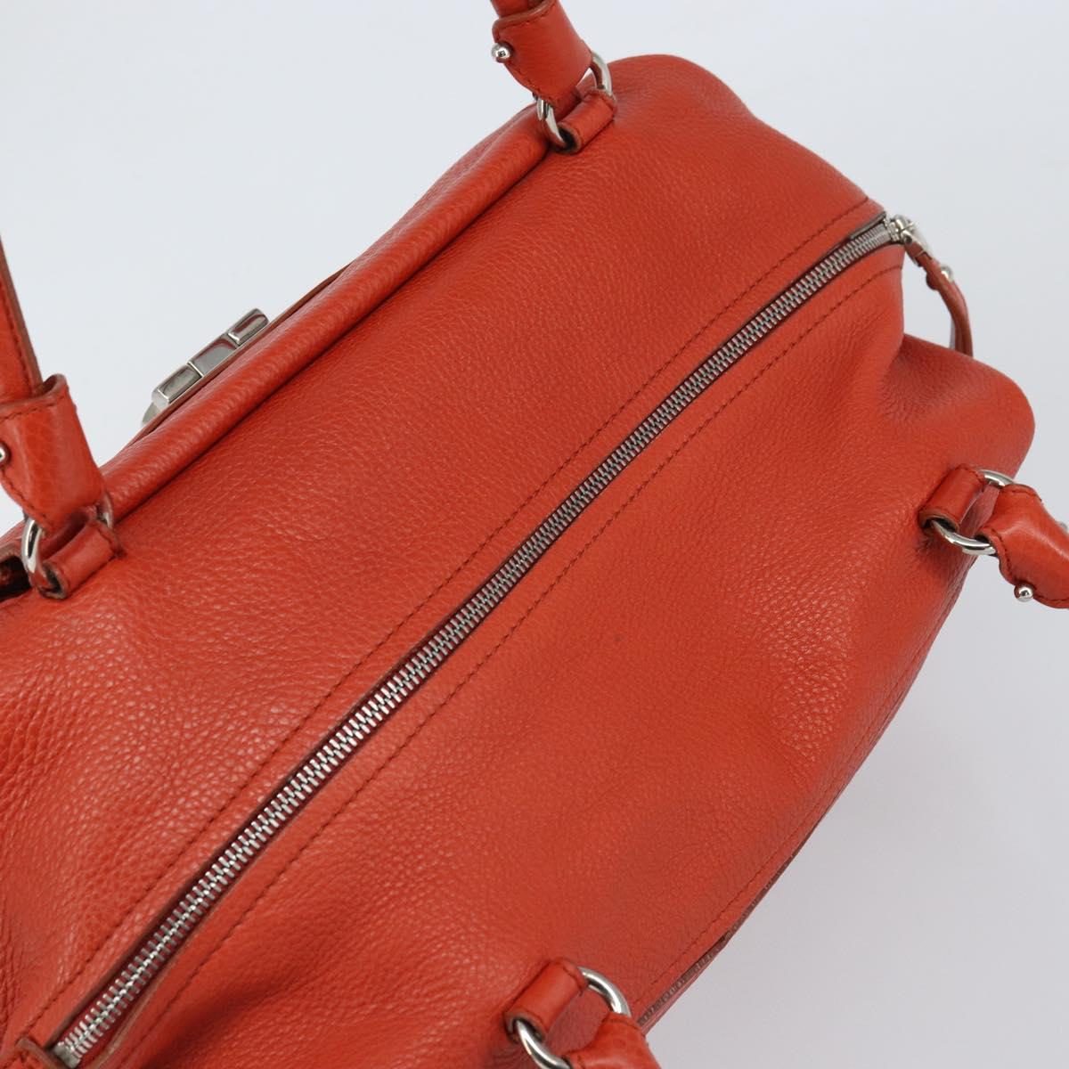 Salvatore Ferragamo Gancini Hand Bag Leather Red Silver Auth ka1809V