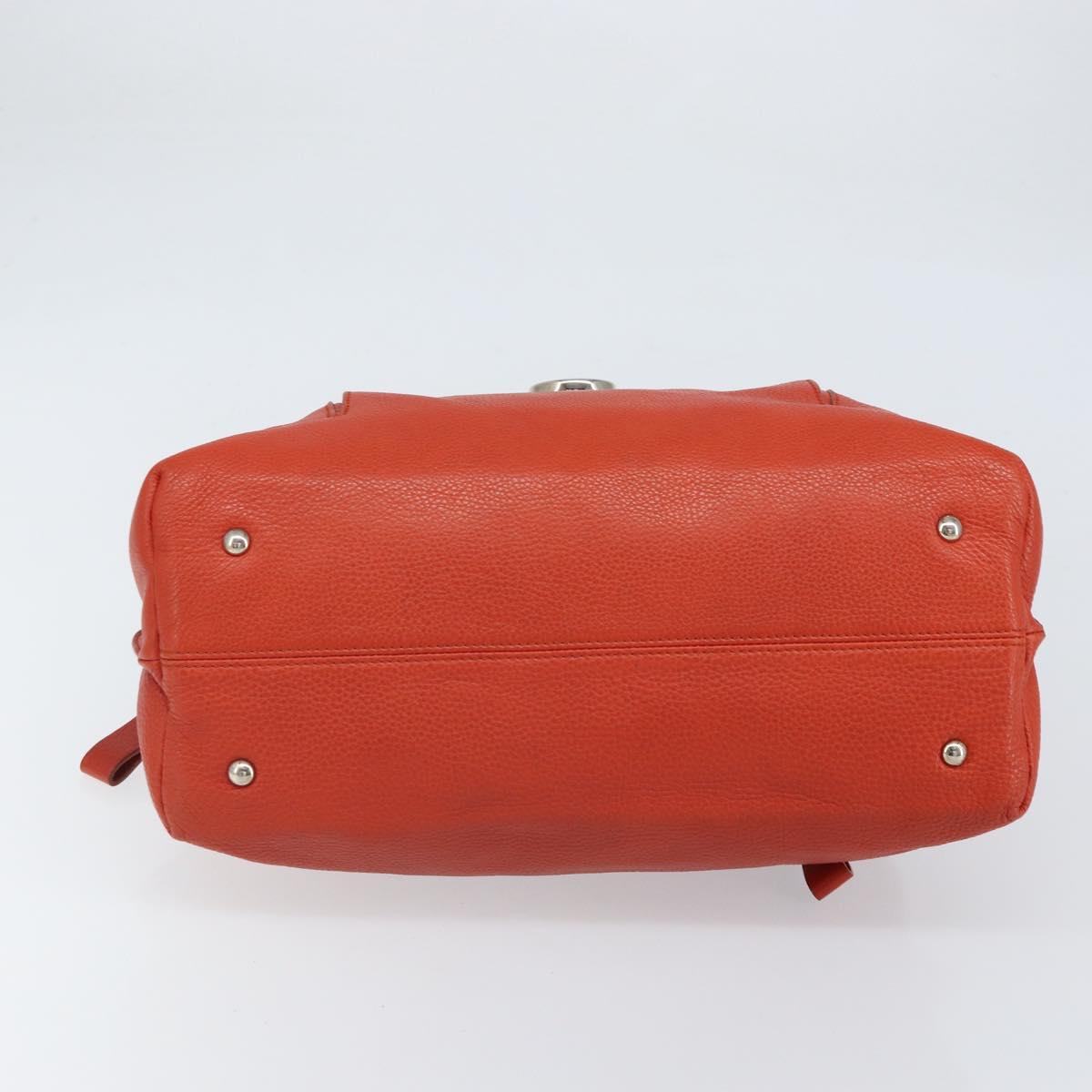 Salvatore Ferragamo Gancini Hand Bag Leather Red Silver Auth ka1809V