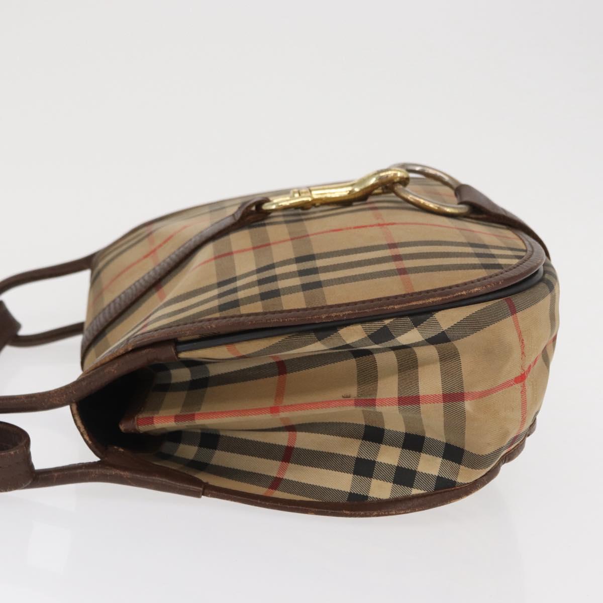 Burberrys Nova Check Shoulder Bag Canvas Beige Gold Auth ka1833