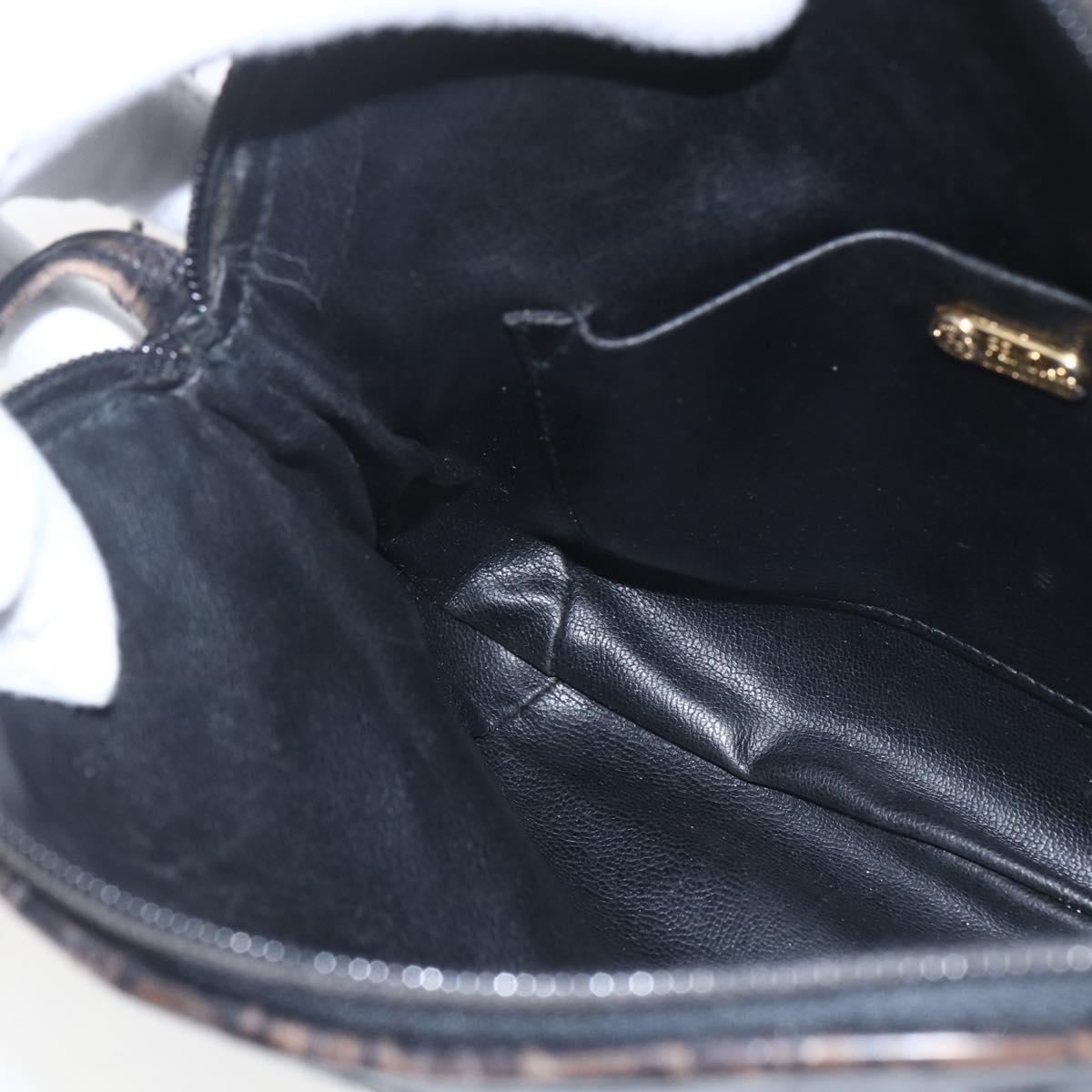 FENDI Shoulder Bag Leather Black Gold Auth ka1834