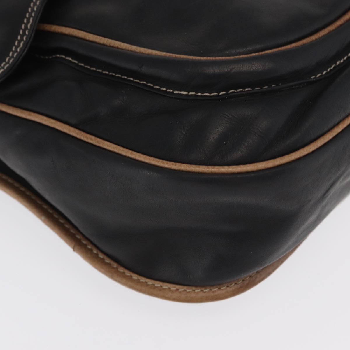 LOEWE Anagram Shoulder Bag Leather Black Auth ka1835
