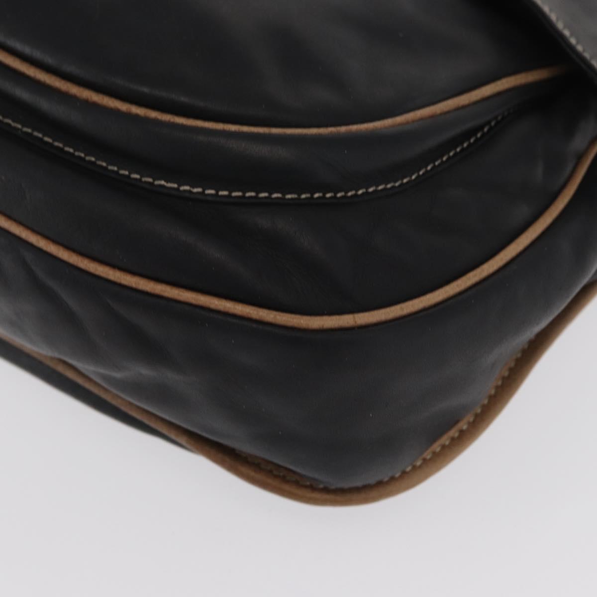 LOEWE Anagram Shoulder Bag Leather Black Auth ka1835