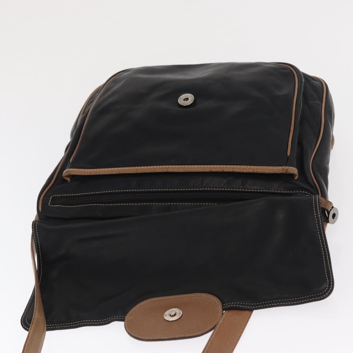 LOEWE Anagram Shoulder Bag Leather Black Auth ka1835