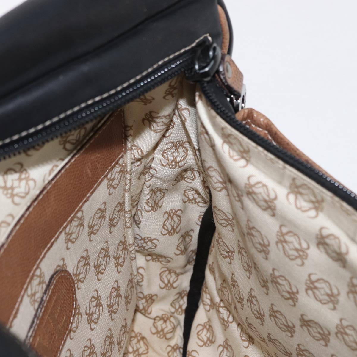 LOEWE Anagram Shoulder Bag Leather Black Auth ka1835