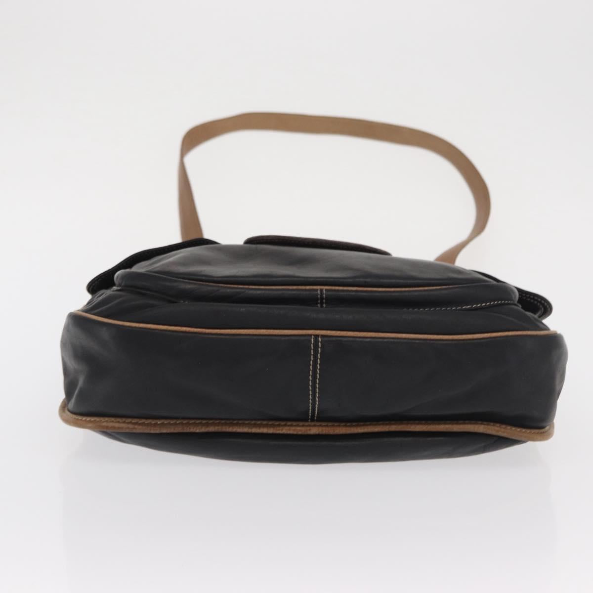 LOEWE Anagram Shoulder Bag Leather Black Auth ka1835