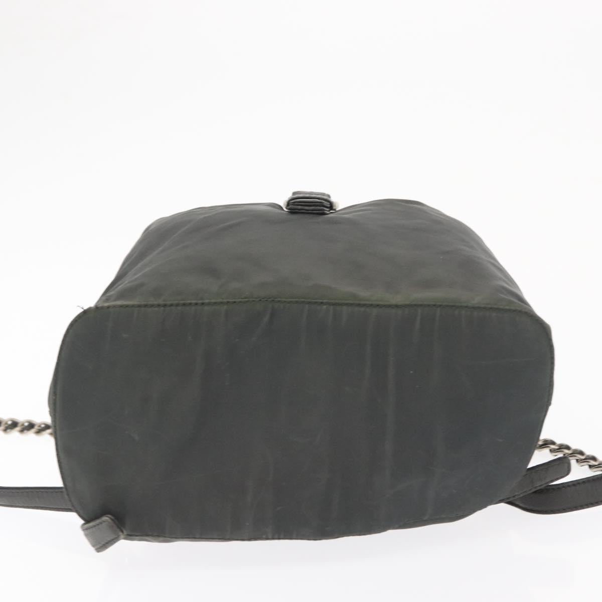 PRADA Backpack Nylon Khaki Silver Auth ka1839