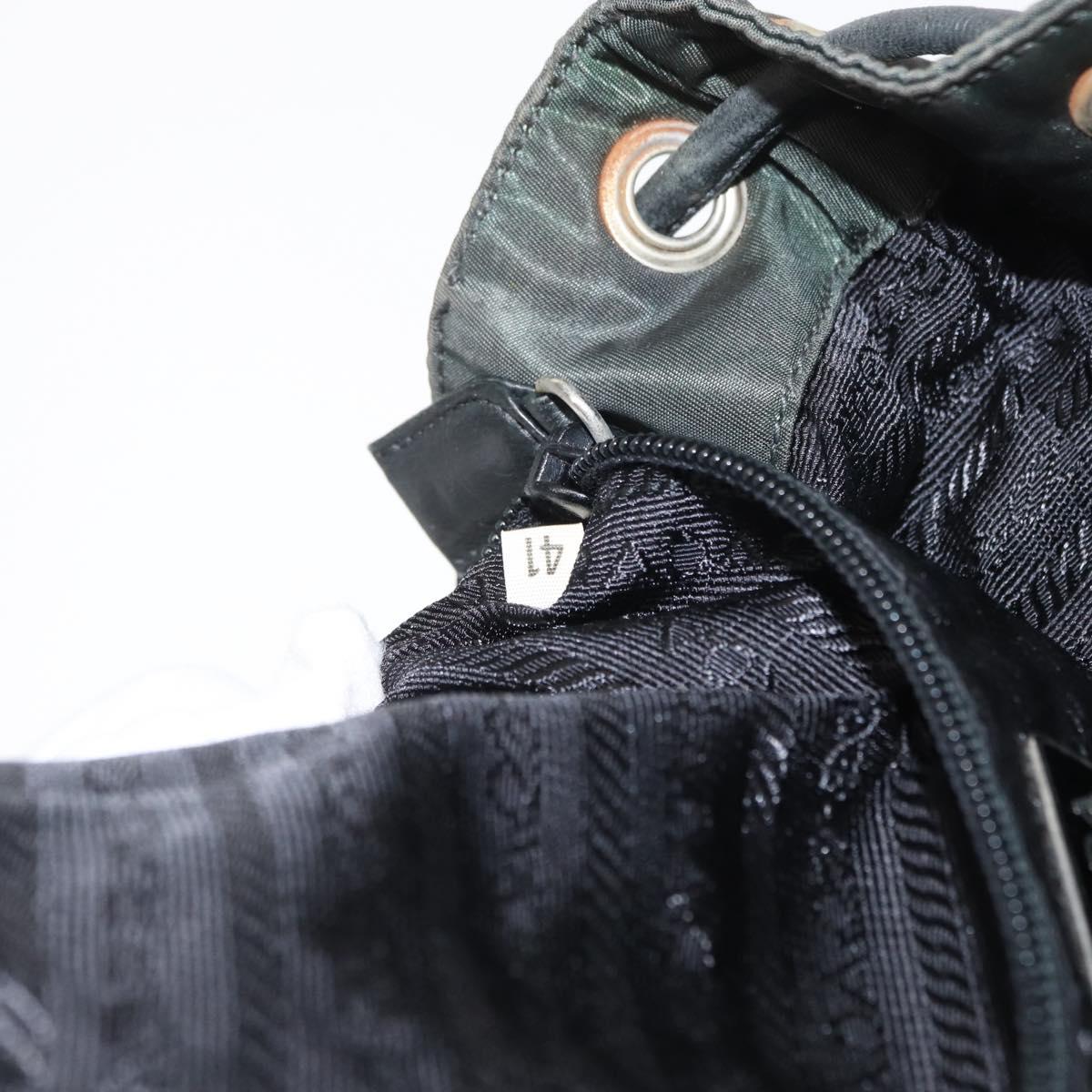 PRADA Backpack Nylon Khaki Silver Auth ka1839