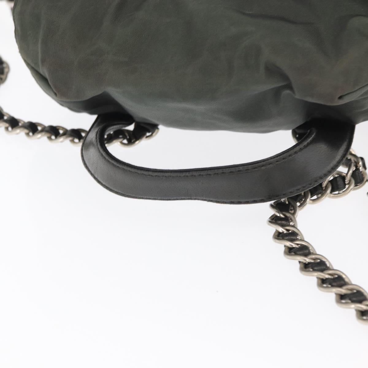 PRADA Backpack Nylon Khaki Silver Auth ka1839