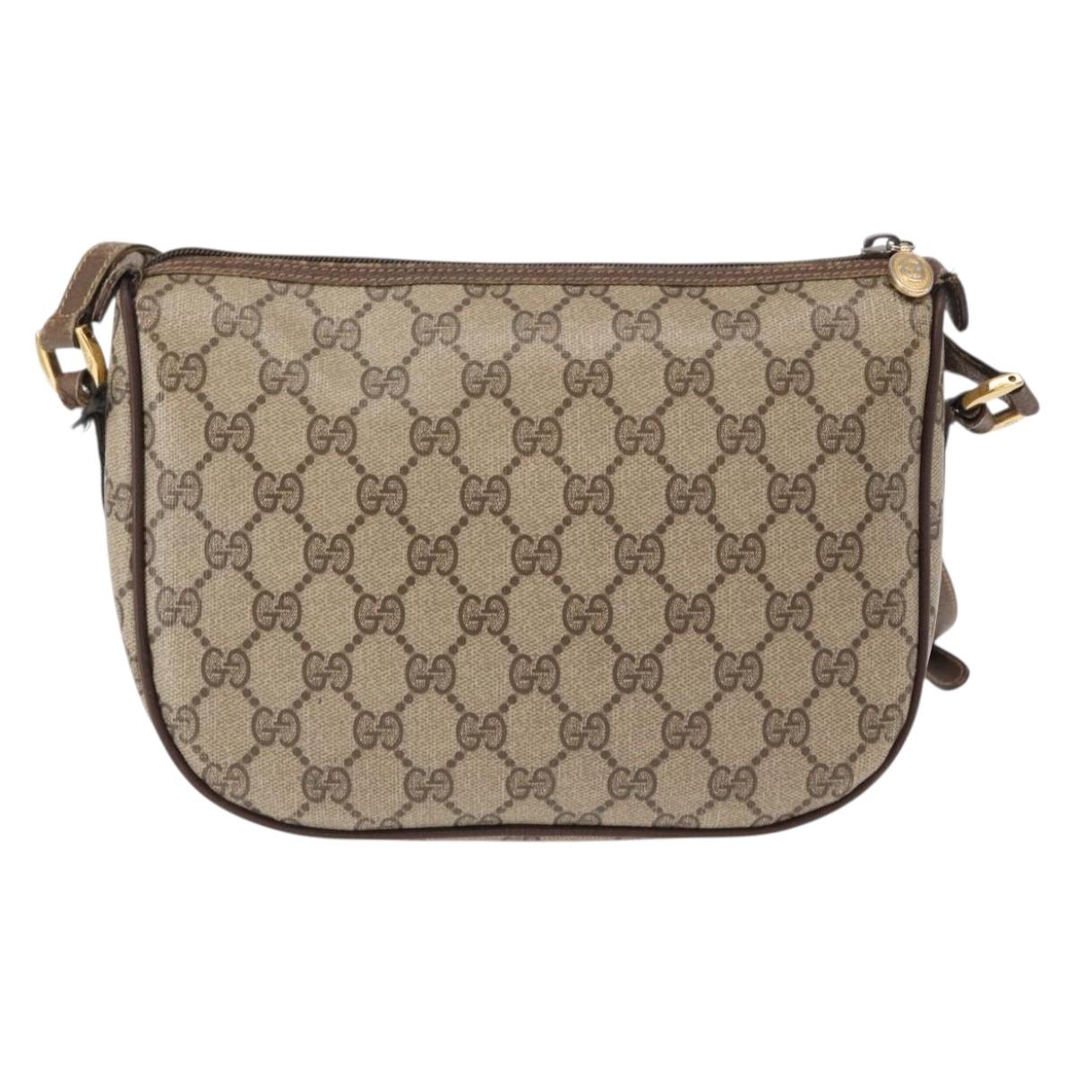 GUCCI GG Supreme Web Sherry Line Bag PVC Beige Gold 001 123 6177 4023 Auth ka184