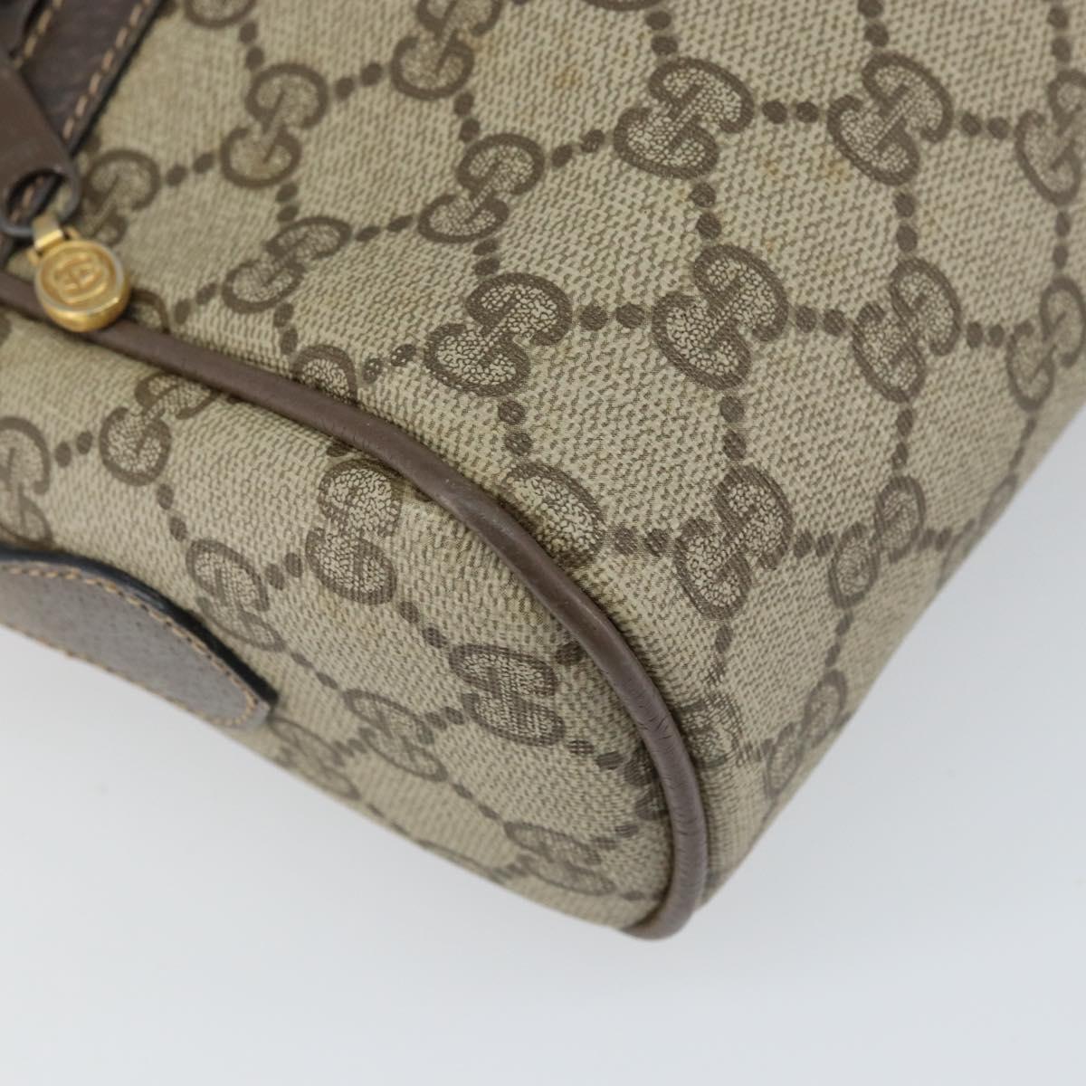 GUCCI GG Supreme Web Sherry Line Bag PVC Beige Gold 24 02 005 Auth ka1843