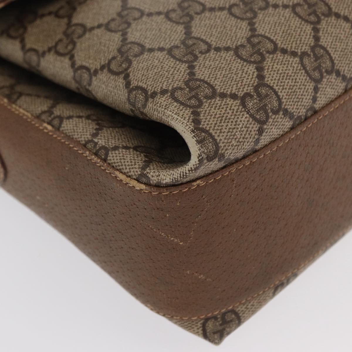 GUCCI GG Supreme Web Sherry Line Bag PVC Beige Gold 904 02 084 Auth ka1844