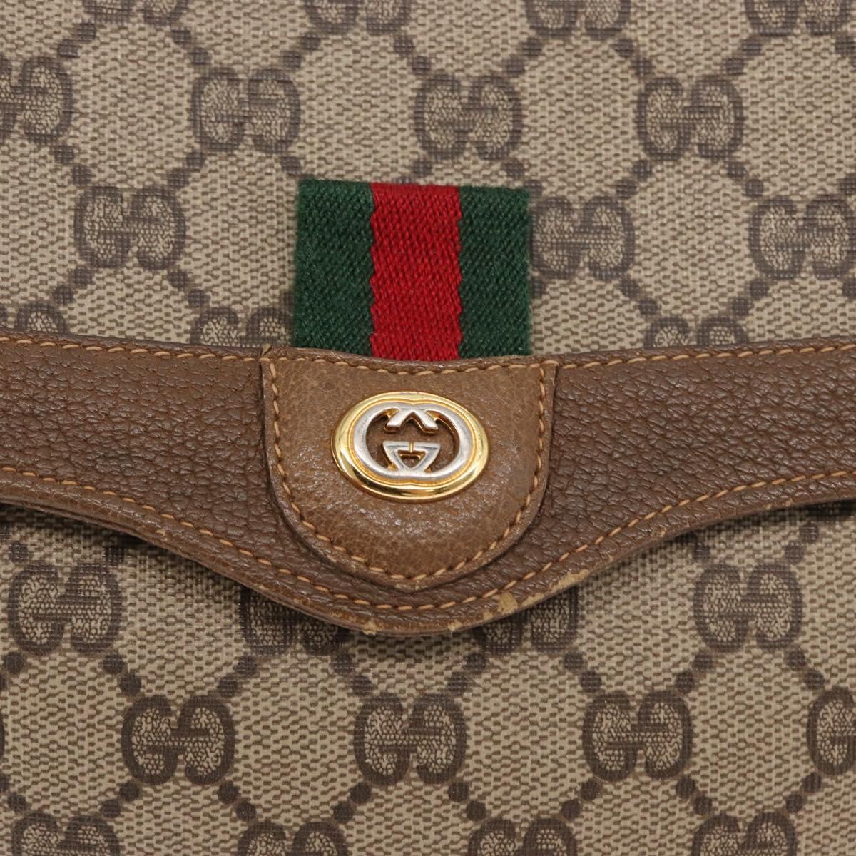 GUCCI GG Supreme Web Sherry Line Bag PVC Beige Gold 904 02 084 Auth ka1844