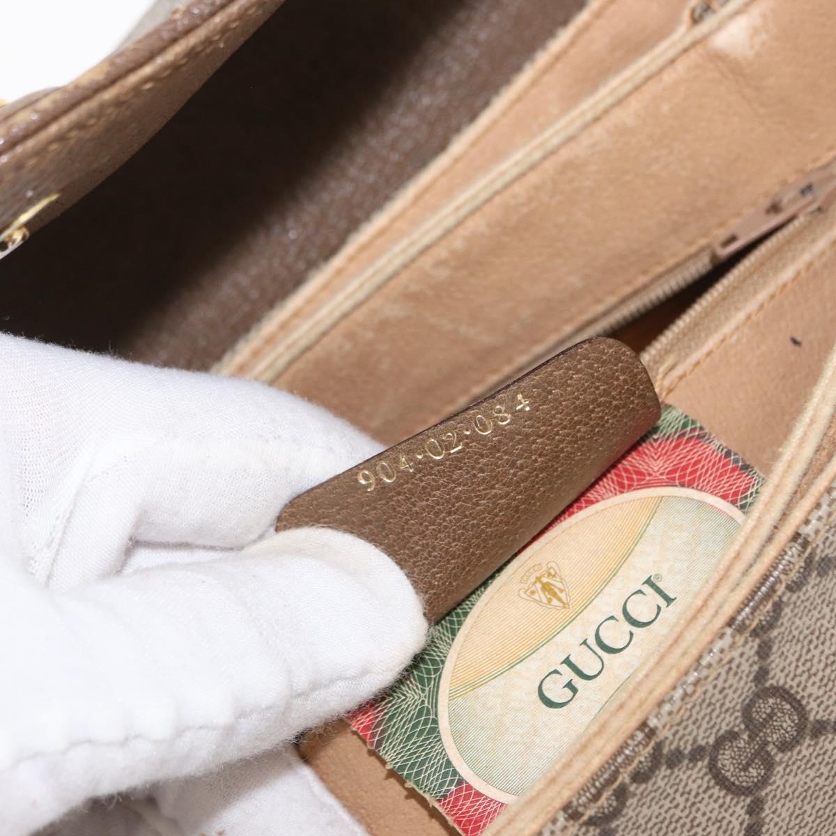 GUCCI GG Supreme Web Sherry Line Bag PVC Beige Gold 904 02 084 Auth ka1844