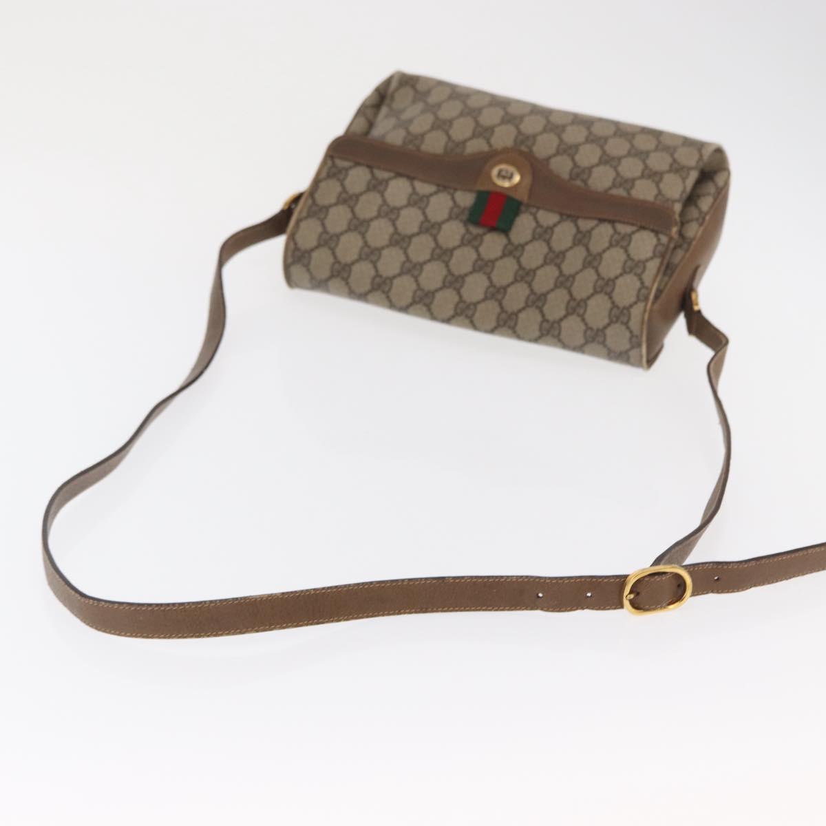 GUCCI GG Supreme Web Sherry Line Bag PVC Beige Gold 904 02 084 Auth ka1844