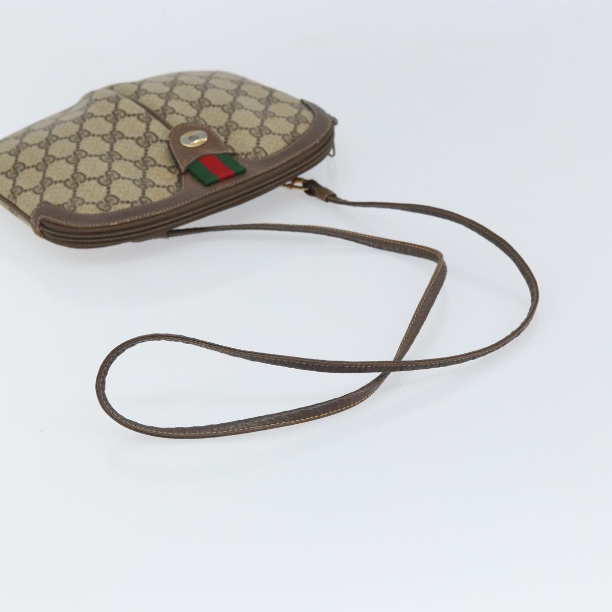 GUCCI GG Supreme Web Sherry Line Bag PVC Beige Gold 904 02 047 Auth ka1848