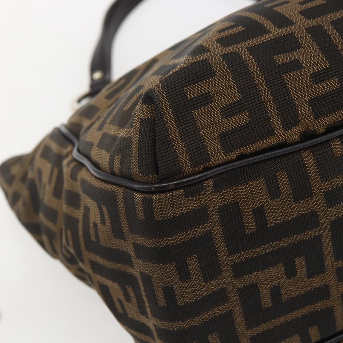 FENDI Zucca Canvas Tote Bag Black Brown Auth ka1849