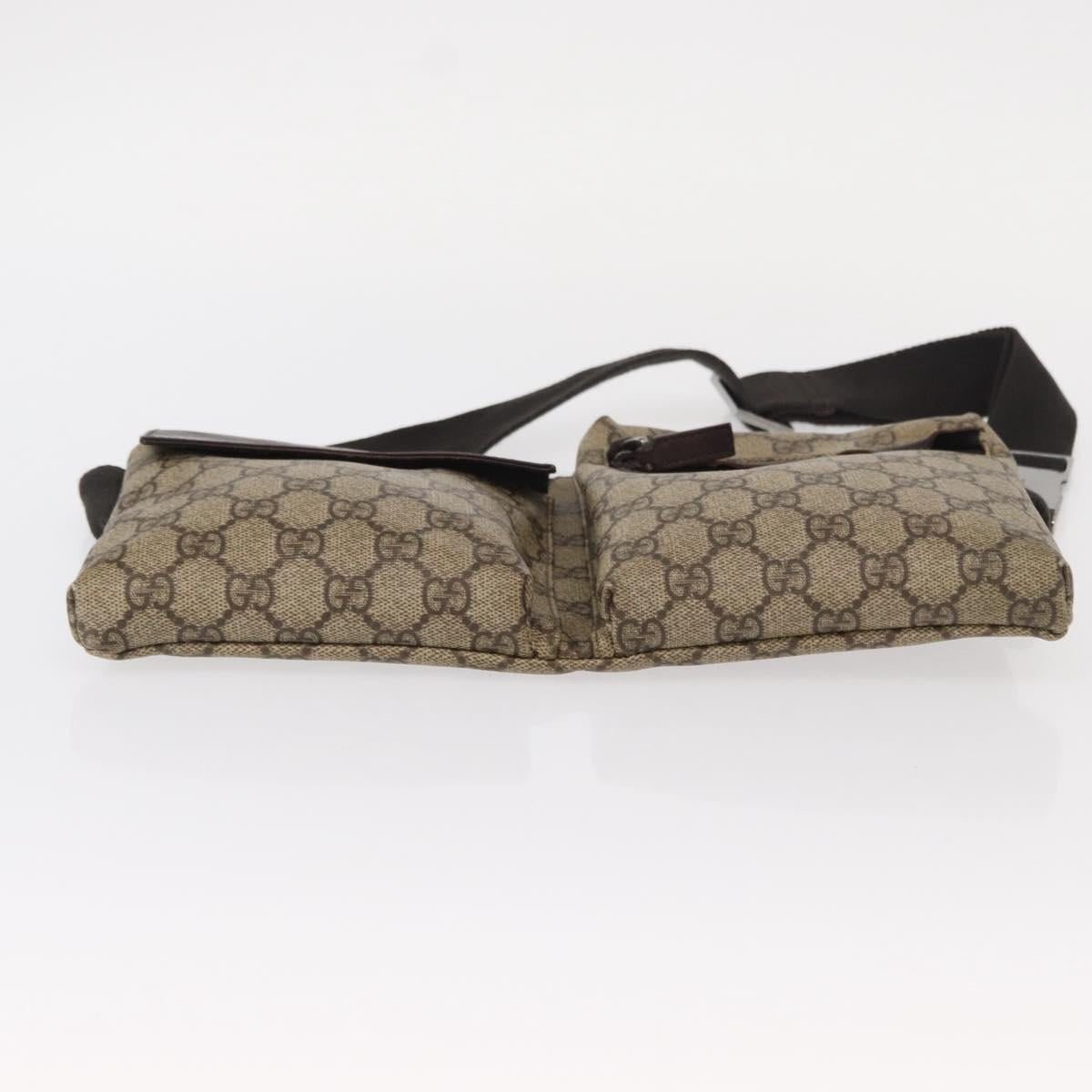 GUCCI GG Supreme Waist bag PVC Beige Silver 28566 Auth ka185