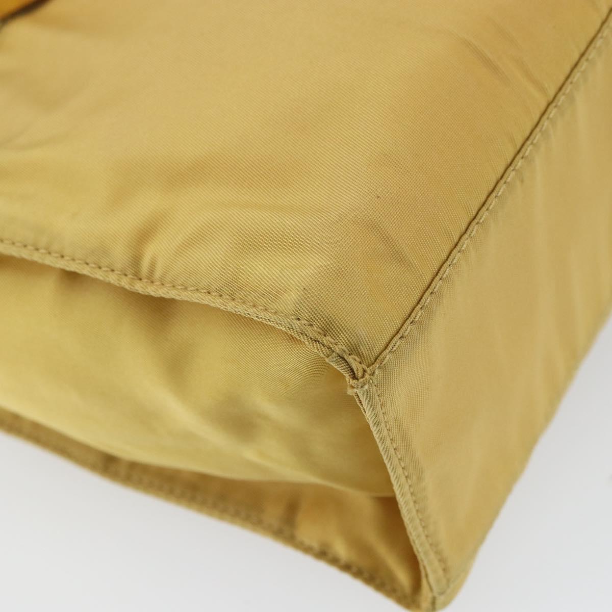 PRADA Hand Bag Nylon Yellow Gold Auth ka1864