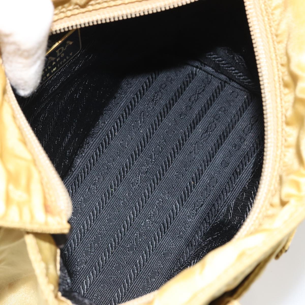 PRADA Hand Bag Nylon Yellow Gold Auth ka1864