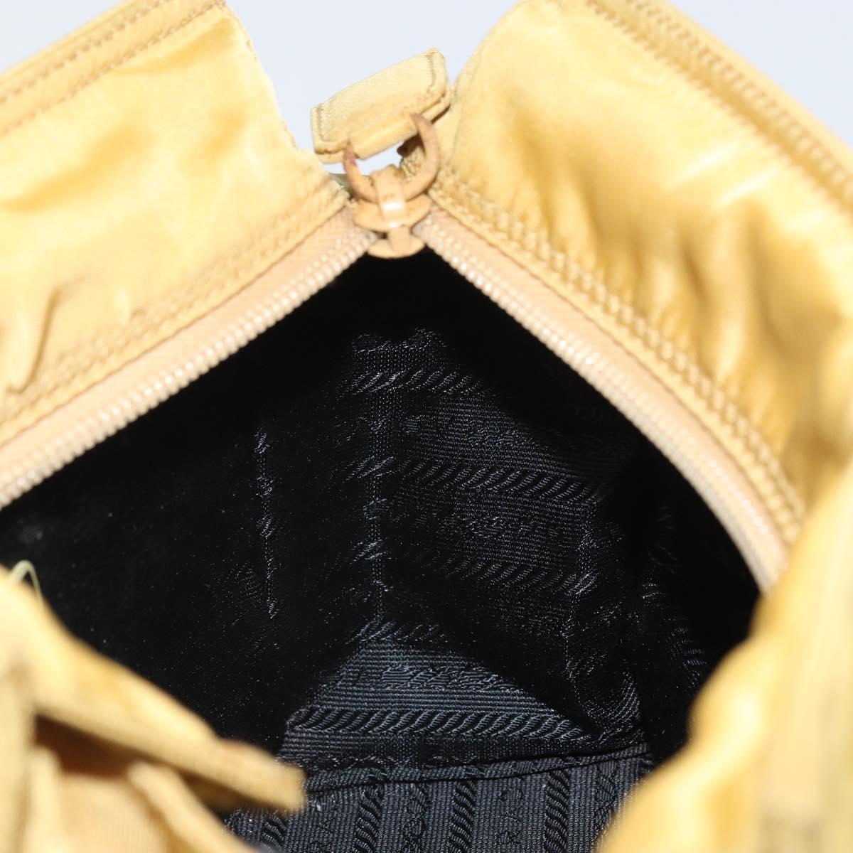 PRADA Hand Bag Nylon Yellow Gold Auth ka1864