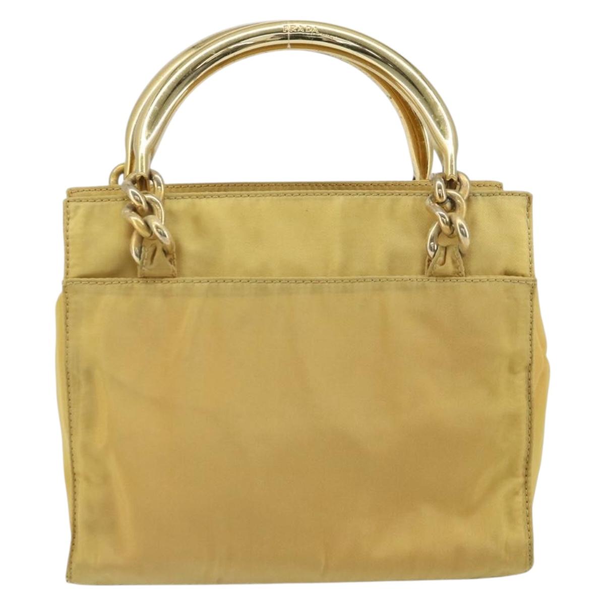 PRADA Hand Bag Nylon Yellow Gold Auth ka1864