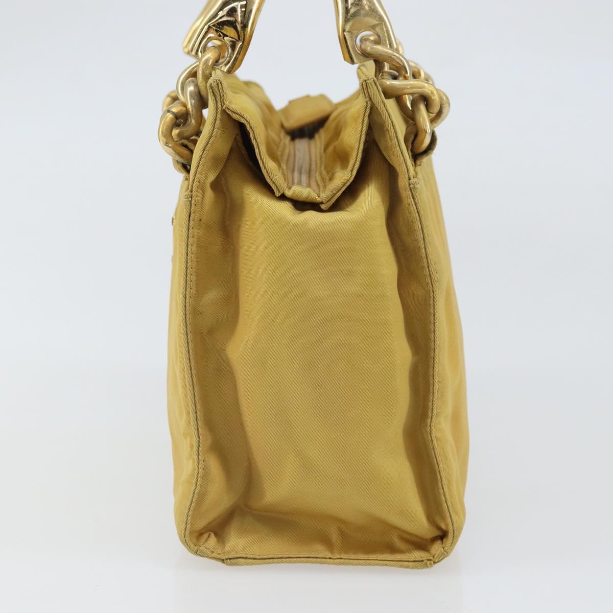 PRADA Hand Bag Nylon Yellow Gold Auth ka1864