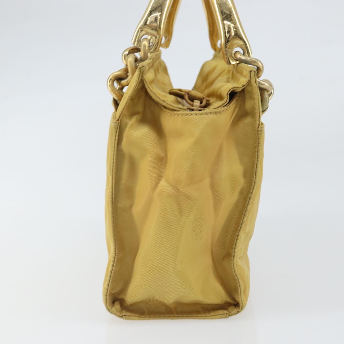 PRADA Hand Bag Nylon Yellow Gold Auth ka1864