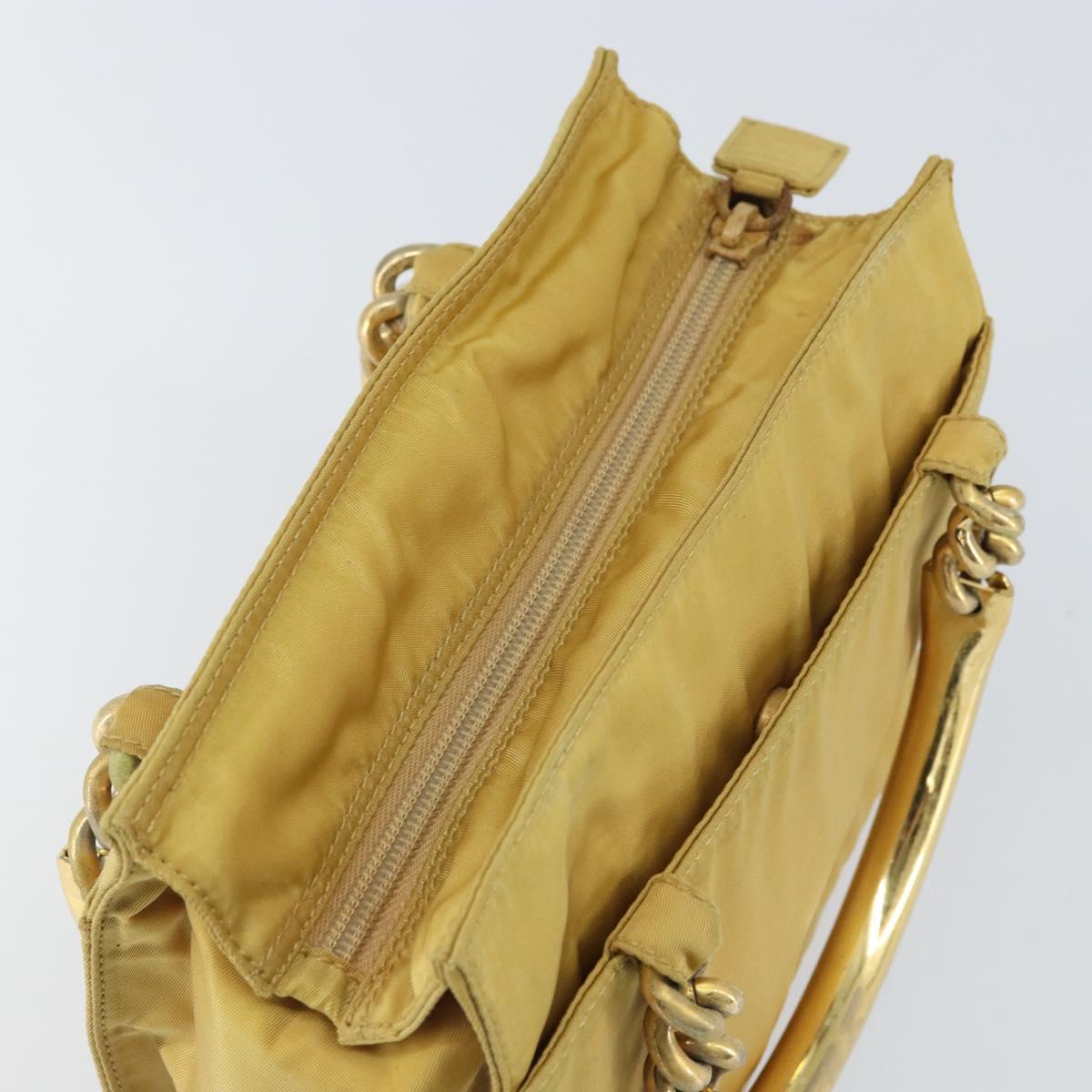 PRADA Hand Bag Nylon Yellow Gold Auth ka1864
