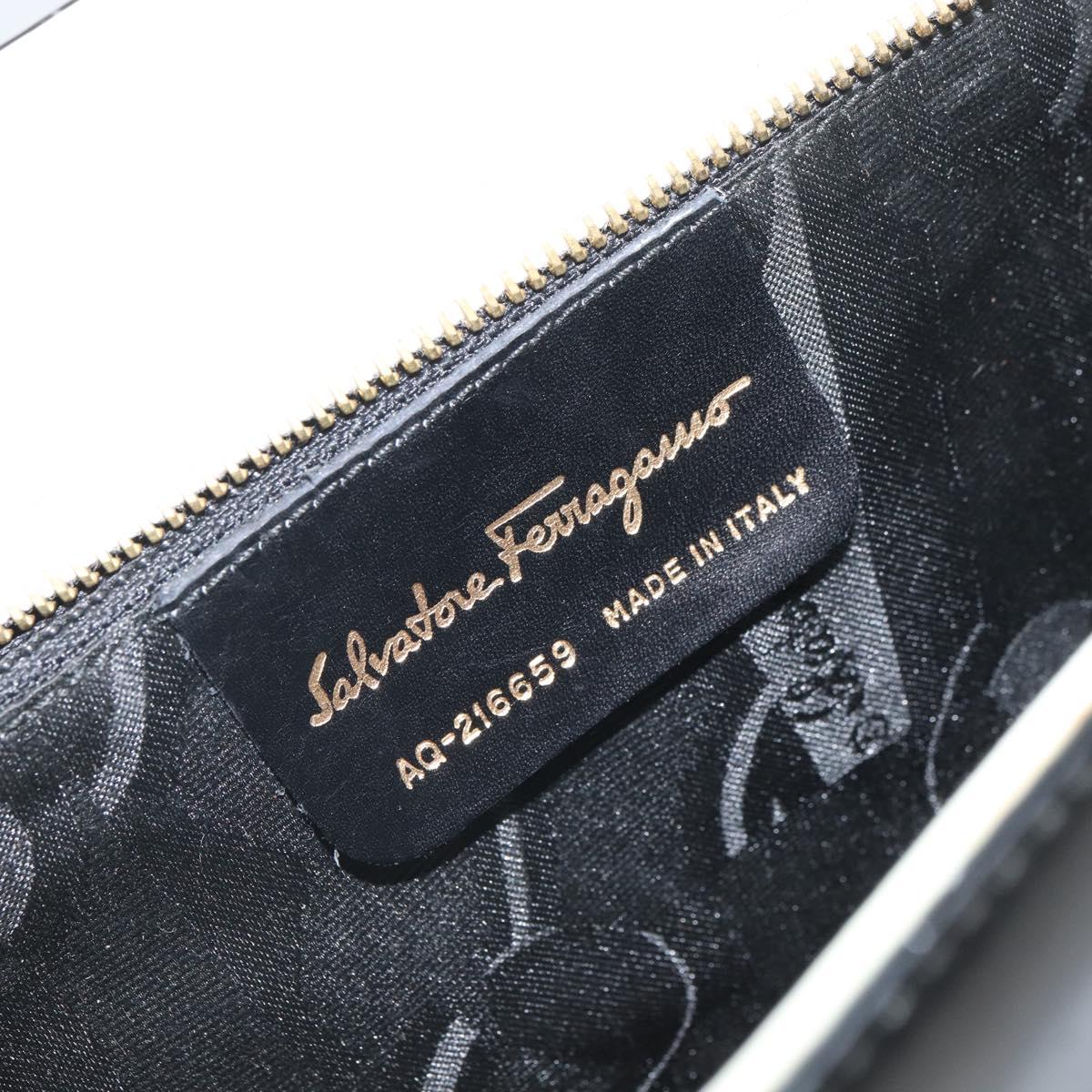 Salvatore Ferragamo Gancini Tote Bag Patent leather Black Gold Auth ka1865