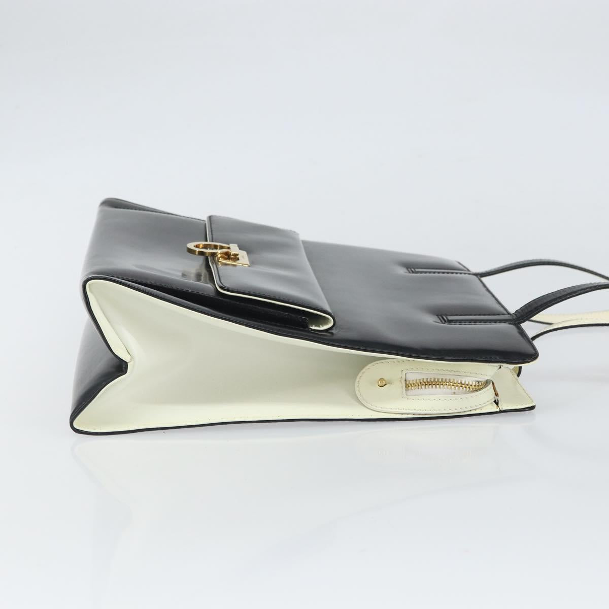 Salvatore Ferragamo Gancini Tote Bag Patent leather Black Gold Auth ka1865