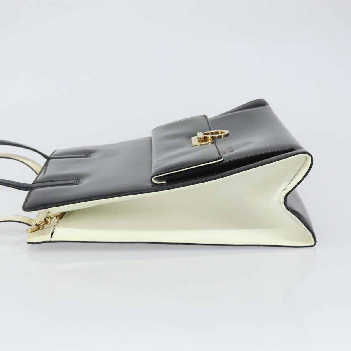 Salvatore Ferragamo Gancini Tote Bag Patent leather Black Gold Auth ka1865