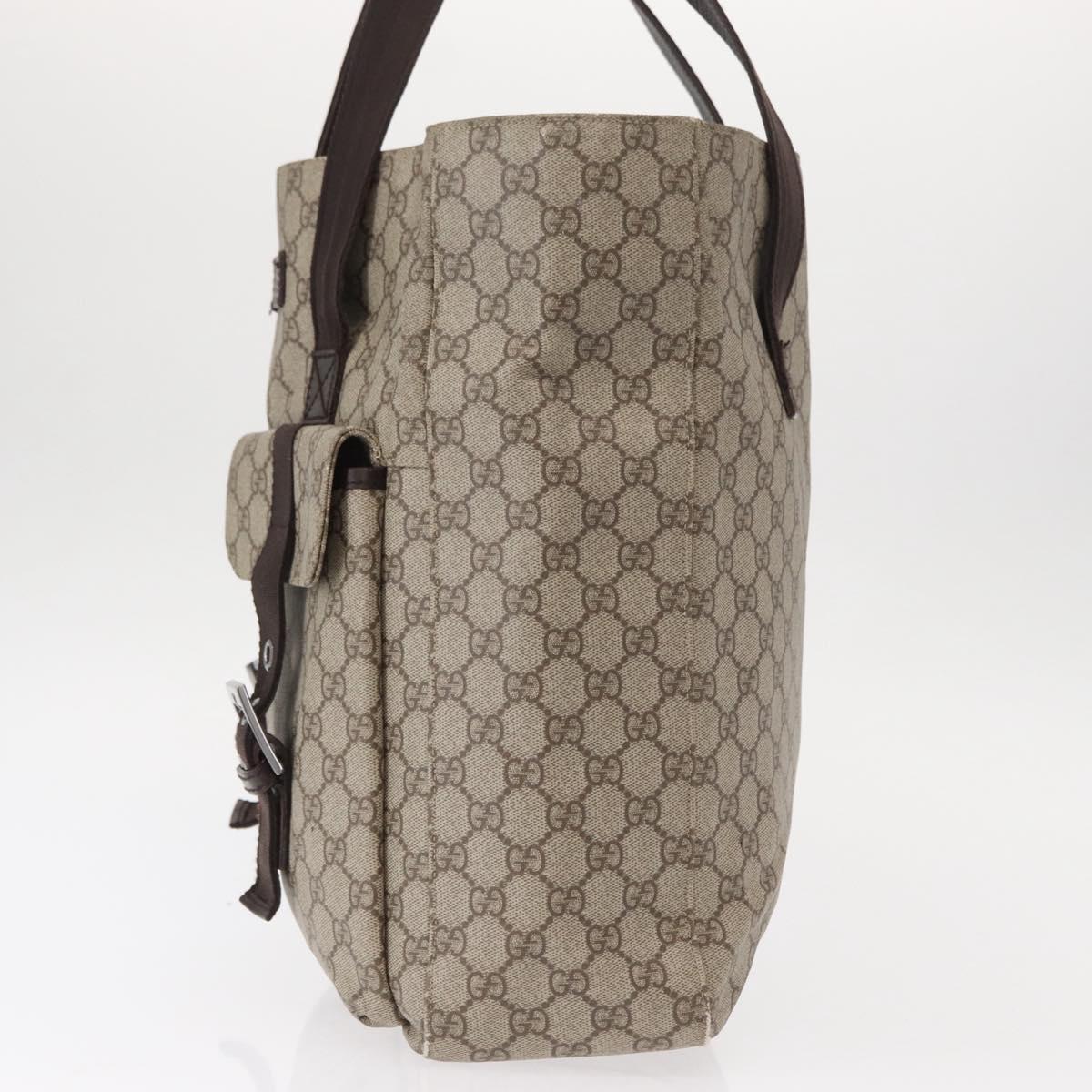 GUCCI GG Supreme Tote Bag PVC Beige Silver 141196 Auth ka187