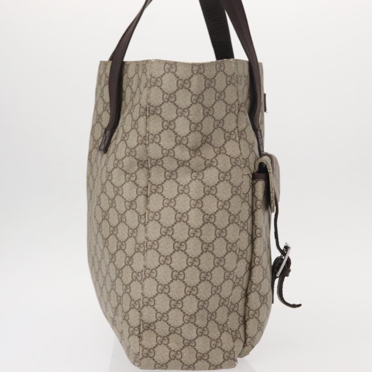 GUCCI GG Supreme Tote Bag PVC Beige Silver 141196 Auth ka187