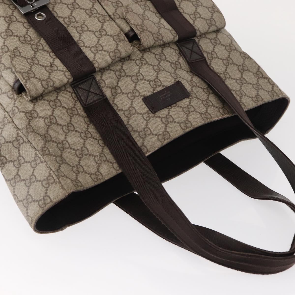 GUCCI GG Supreme Tote Bag PVC Beige Silver 141196 Auth ka187