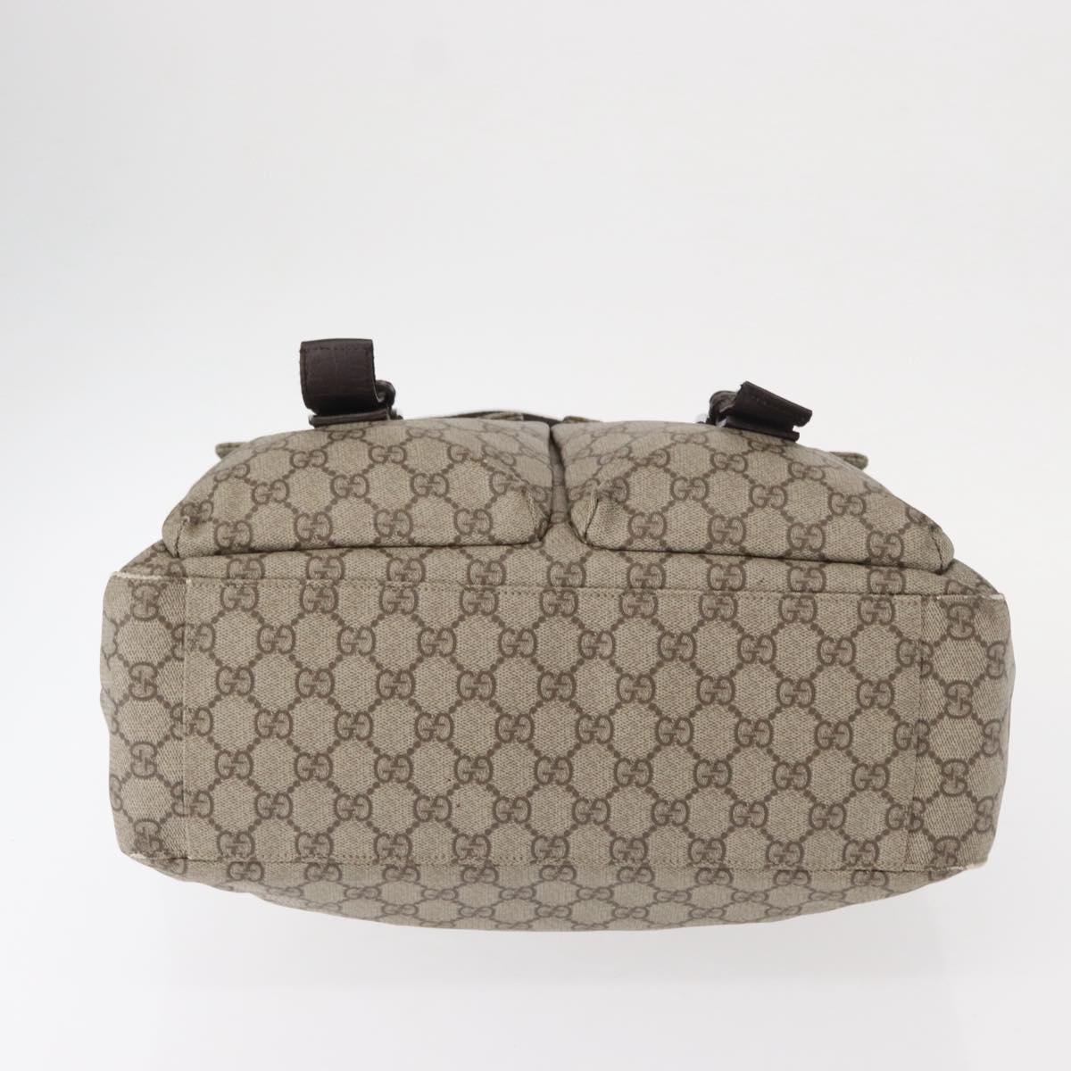 GUCCI GG Supreme Tote Bag PVC Beige Silver 141196 Auth ka187